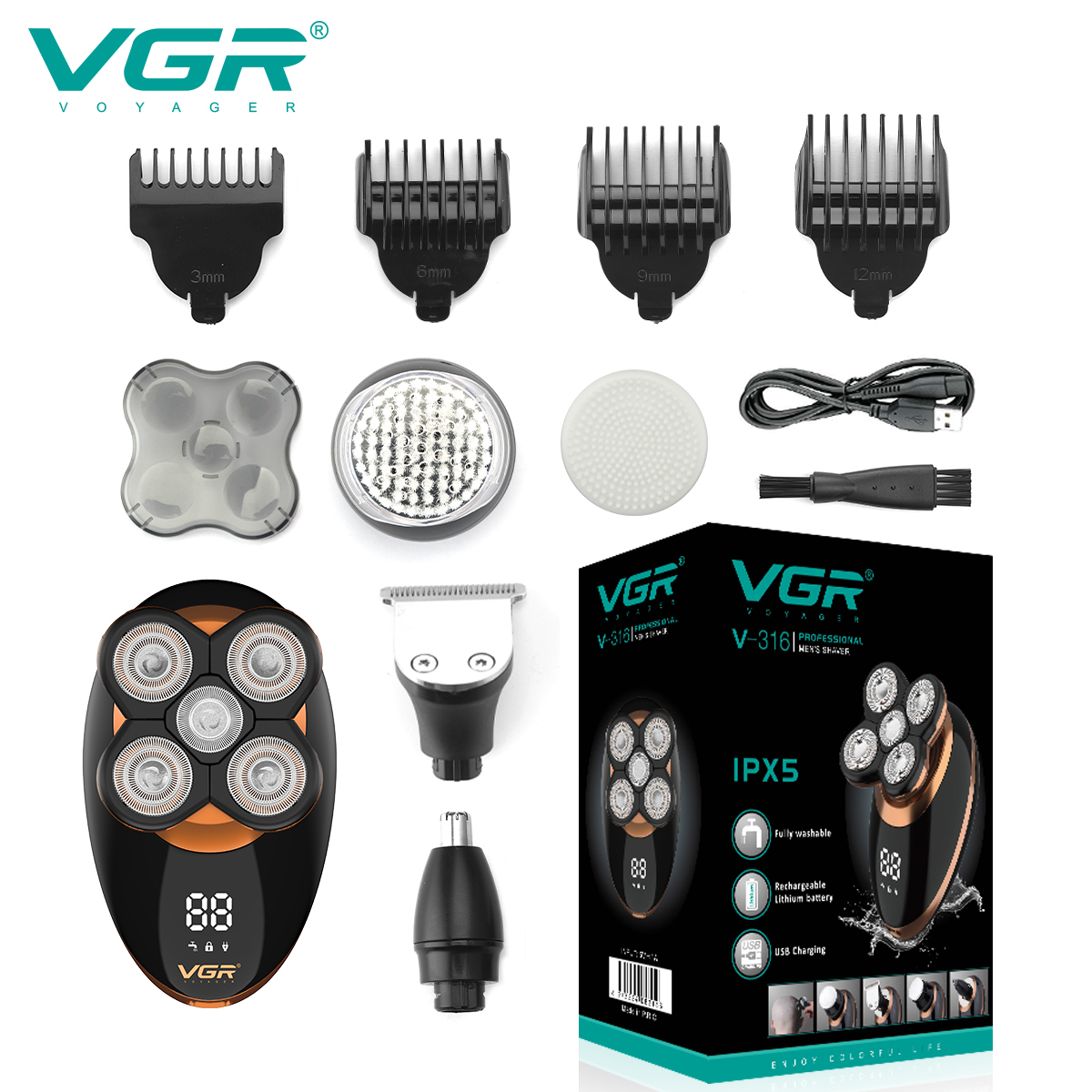 V-316_1 Vgr V-316 Profesyonel 5in1 Sıfırlayıcı (Shaver) - Görsel 1