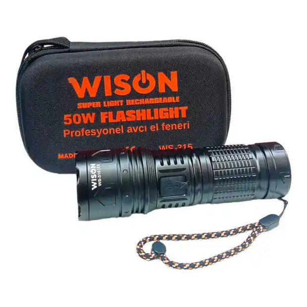 a9da5368-2a8b-43f4-a9ec-ba87685b1820 Wison WS-315 50W BT90 LED Powerbank Özellikli Zoomlu Metal Gövde Avcı Feneri - Görsel 1