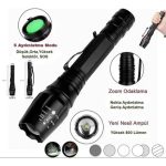 Q-Max PS-2900 Profesyonel Taktik El Feneri - Tüfek Aparatlı Çift Pilli Tam Set