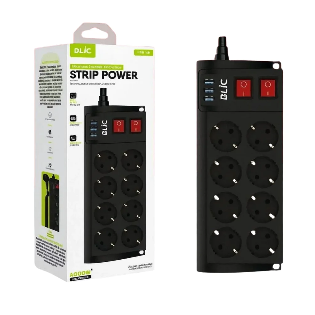 ftr-08-akim-korumlai-priz2 Strip Power FTR-08 Termal Akım Korumalı 8'li Priz ve Şarj İstasyonu - Görsel 1