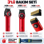 V-001 V-977 V-378 Kırmızı 3’lü Bakım Seti ve Vücut Tıraş Makinesi Hediyeli