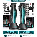 Saç Sakal Tıraş Makinesi Seti Metal Clipper Trimmer - V-270 & V-992