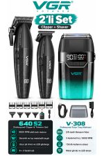 V-640 S2 & V-308 3'lü Berber Tıraş Makinesi Seti 9000 RPM Clipper Trimmer Metal Shaver