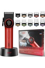 Tıraş Makinesi V-001 & V-378 Profesyonel 9000 RPM Saç Kesme Sinekkaydı Shaver - Clipper Tıraş Seti - Kırmızı - Görsel 5
