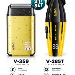 Tıraş Makinesi V-285T & V-359 Tıraş Makinesi - 9000 RPM DLC Trimmer IPX6 Folyo Shaver - 2'li Berber Seti