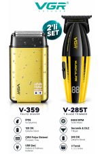 Tıraş Makinesi V-285T & V-359 Tıraş Makinesi - 9000 RPM DLC Trimmer IPX6 Folyo Shaver - 2'li Berber Seti