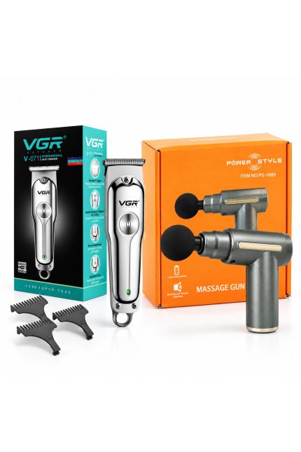 Tıraş Makinesi Seti | V-071 + PS-1689 - Profesyonel Trimmer ve Masaj Aleti Hediye