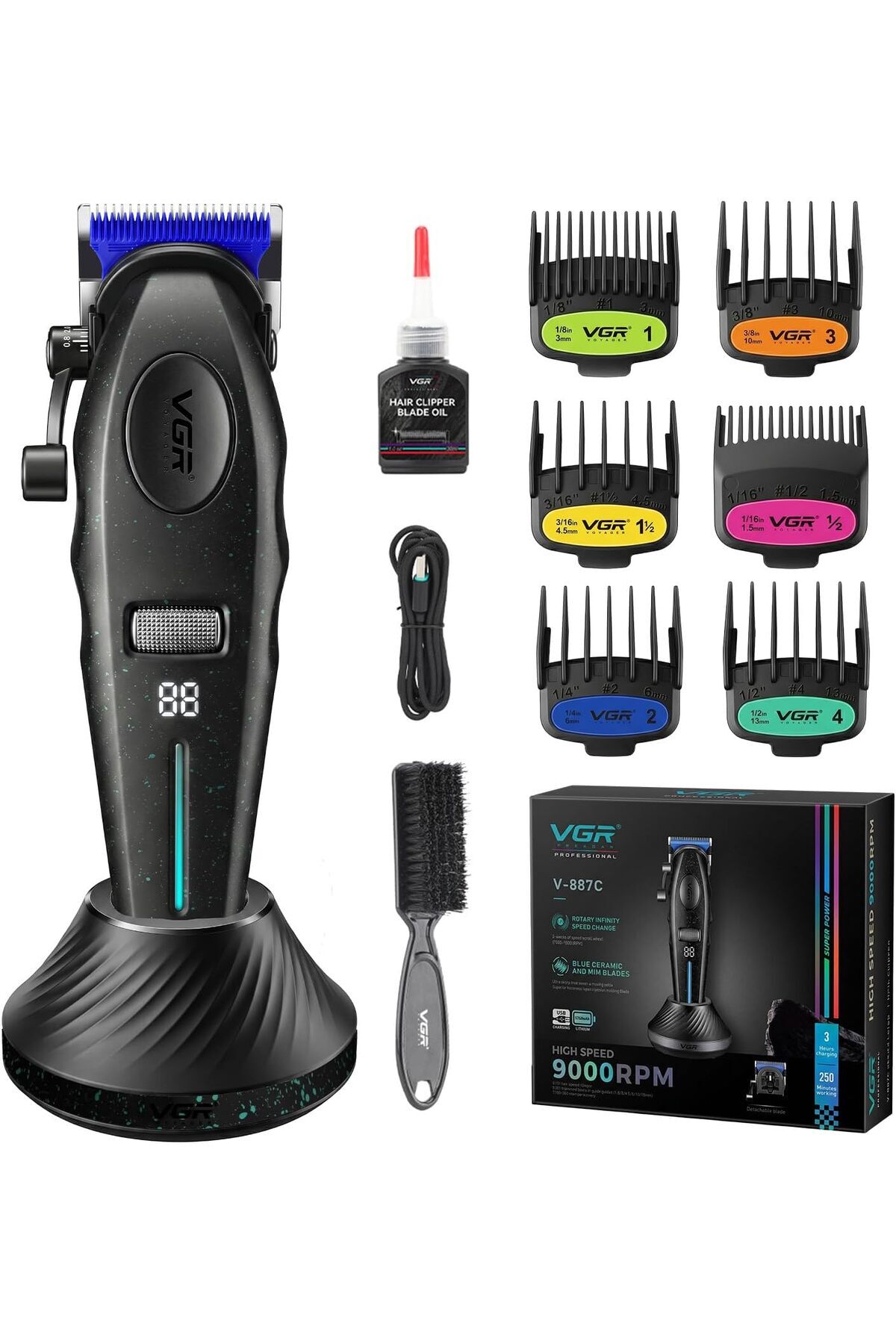 1_org_zoom-39.jpg Şarjlı Tıraş Makinesi | V-887C - 9000 RPM 240 Dakika DLC Seramik Bıçak - Siyah - Görsel 1