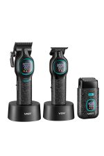 Tıraş Makinesi Seti | V-886 S3 - Profesyonel 3'lü 9000 RPM DLC Seramik Bıçak - Siyah