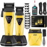 Tıraş Makinesi Seti | V-877 S3 - Profesyonel 3'lü 9000 RPM DLC Bıçak - Sarı